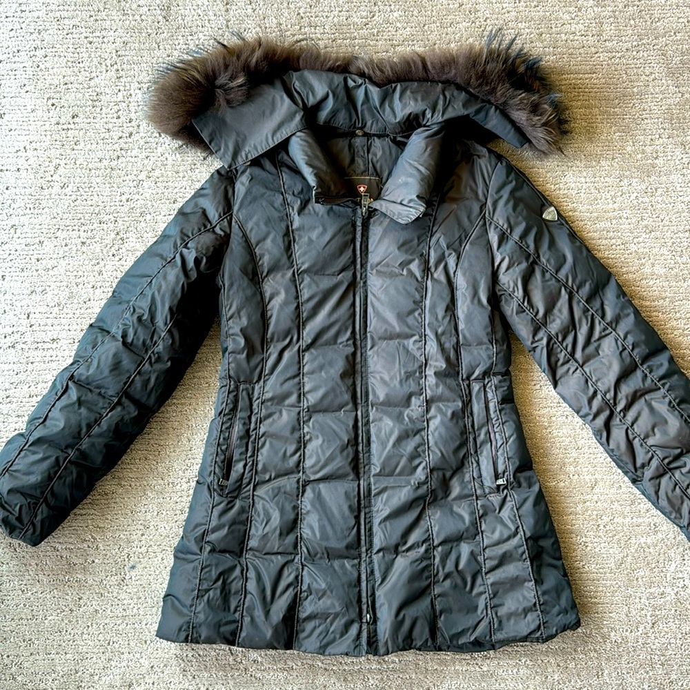 Post Card Brown Quilted Puffer w/ Fur Collar